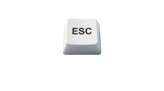 Minimalist esc key on transparent png background, representing computer escape function