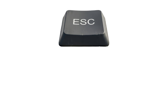 Single black esc key on transparent png background isolated