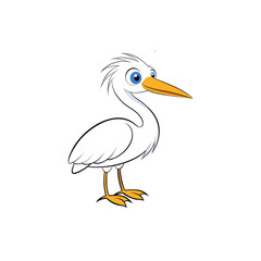 Fototapeta premium Hand Drawn Cartoon Seagull Standing Isolated on White Background Sketch Style
