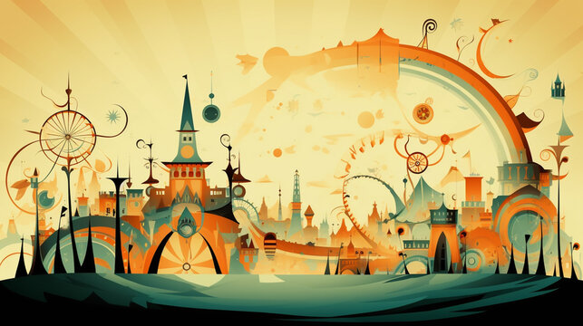 World Circus Day hand drawn lettering design with circus tent in abstract style.