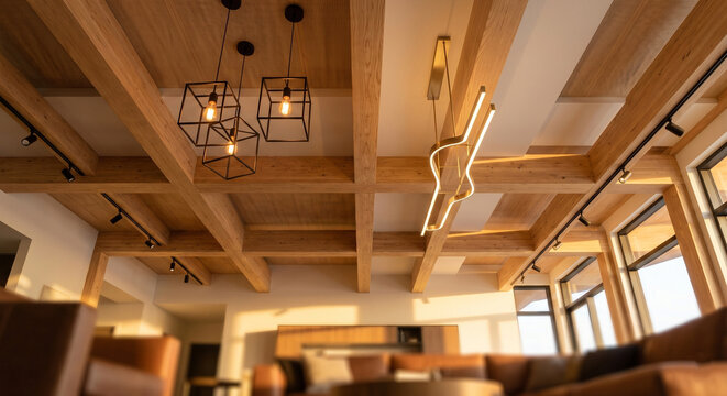 Living room ceiling pendant lights beams interior design