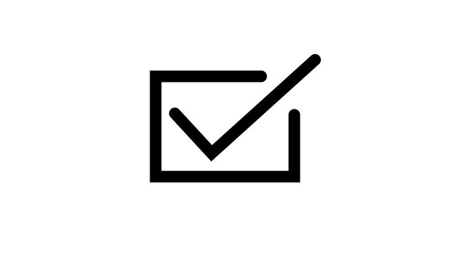 Chick mark animation on circle. tick mark symbol ok button animated on white background.on a white background,with video animation.
