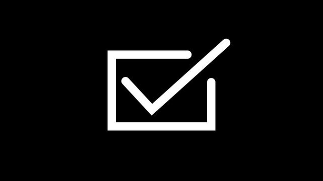 Chick mark animation on circle. tick mark symbol ok button animated on black background.on a black background,with video animation.