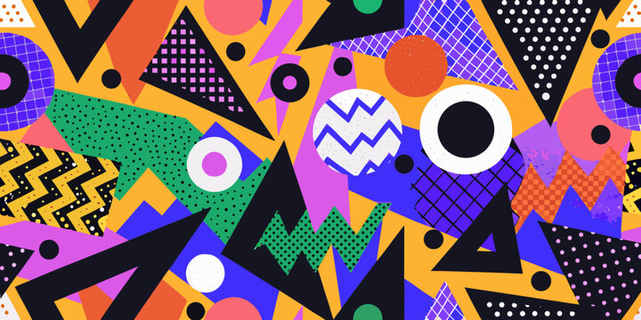 Geometric pattern with circles triangles and abstract shapes vector illustration