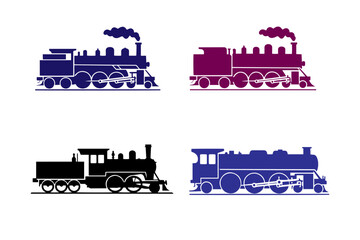 Train Engine Silhouette Vector Icon Sheet © Ananta