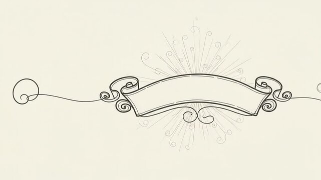 A decorative hand drawn scroll banner isolated on a light background