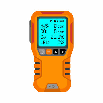 Portable Multi-Gas Detector Vector Icon for Industrial Safety Monitoring showing CO, H2S, O2 and LEL Readings