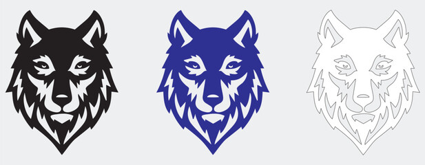 Obraz premium A silhouette angry wolf face tattoo is a bold, monochromatic design that captures a fierce snarl or aggressive snarl using deep blacks and negative space.