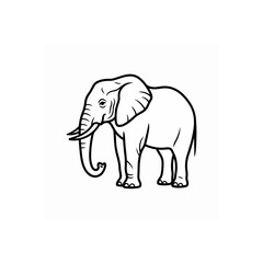 Fototapeta premium Stylized Outline Drawing of an African Elephant Standing Proudly.