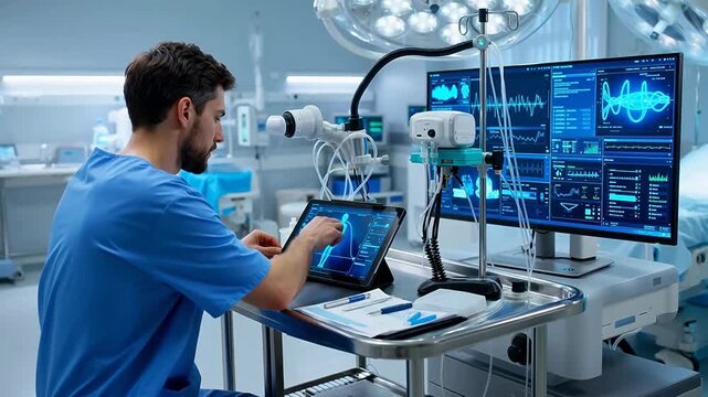 Clinician adjusting parameters of implantable medical device using near field communication on tablet computer