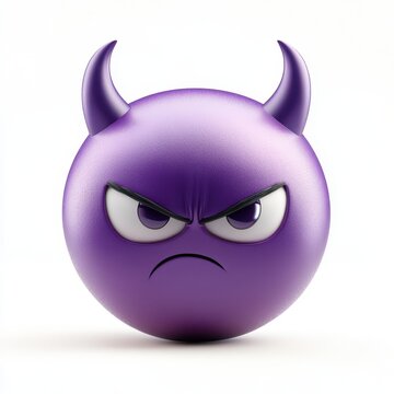 3d render of a purple devil emoji with an angry expression isolated on white background
