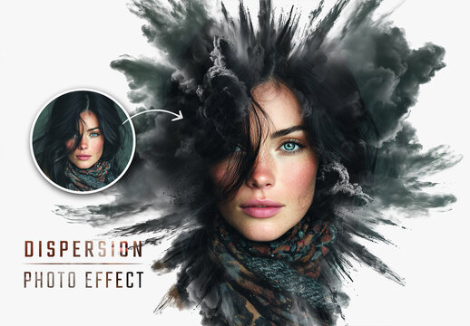 Smoke Explosion Dispersion Photo Effect Mockup