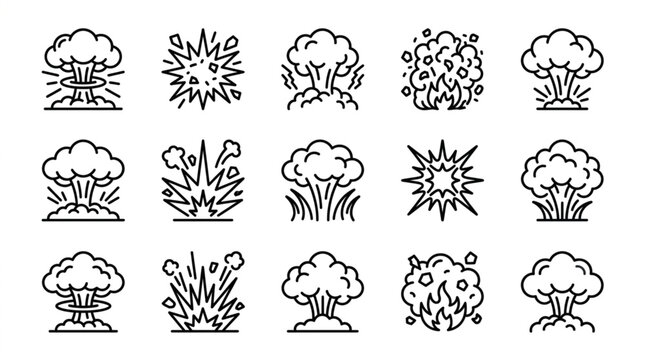 Nuclear Explosion and Mushroom Cloud Illustration Variants