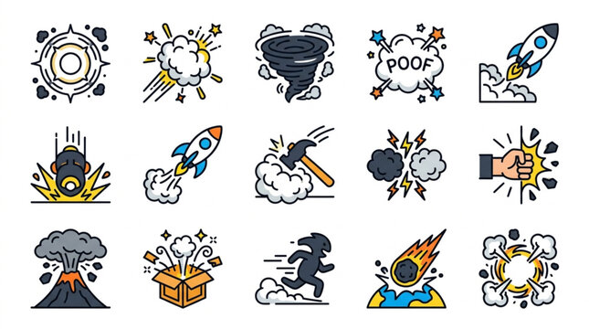 Collection of Explosion and Impact Illustration Icons