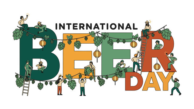International Beer Day Celebration: A vibrant and artistic illustration commemorating International Beer Day.