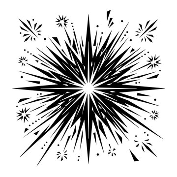 Abstract Black Starburst Explosion Graphic Element