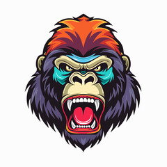 Fototapeta premium Aggressive Gorilla Head Illustration