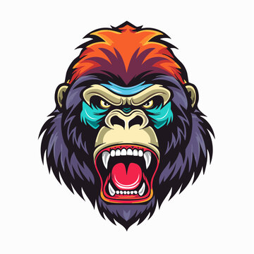 Aggressive Gorilla Head Illustration