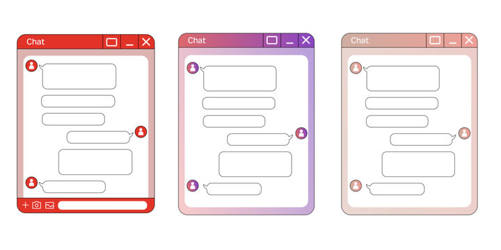 Cute chat window interface screen template set