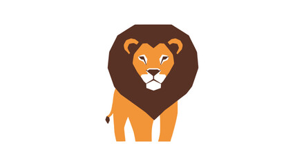 Majestic geometric lion with dark mane on white background © jikri