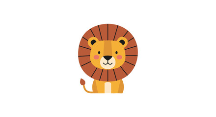 Cute sitting lion with big brown mane © jikri