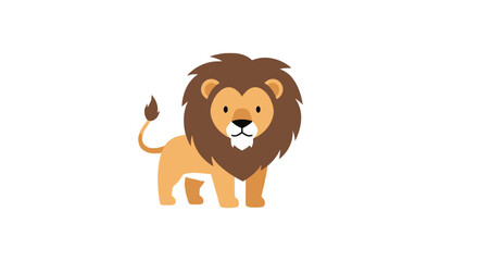 Cute standing lion with a fluffy brown mane © jikri