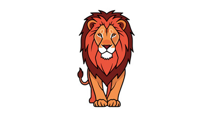 Powerful lion standing with a fiery orange mane © jikri