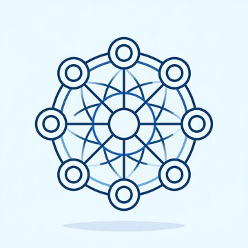 Hexagonal network of interconnected nodes and circles.