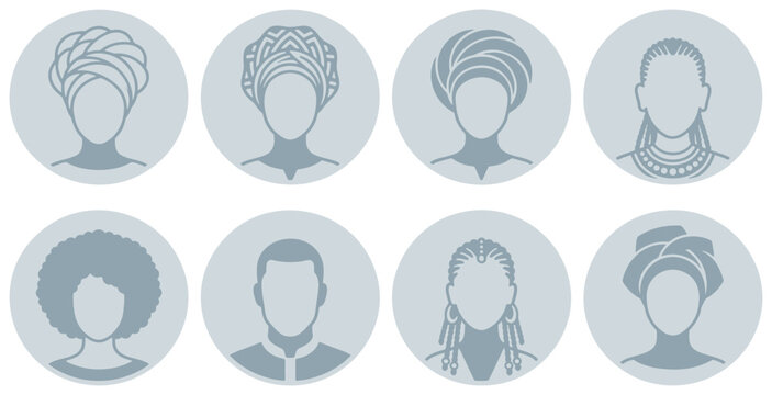Set of eight diverse avatar icons representing various professions and people in a flat design style.