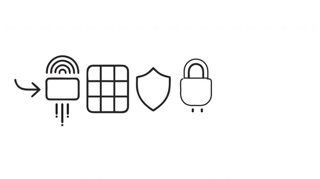 Cybersecurity Authentication and Encryption Line Draw Icon Animation
