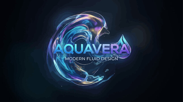 Modern fluid design logo features wave with text on dark background