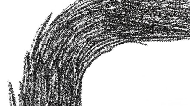 A hand drawn rectangular frame made of messy charcoal pencil strokes on white paper