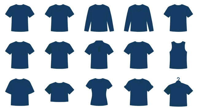 Collection of Various Navy Blue T-Shirt Styles and Designs