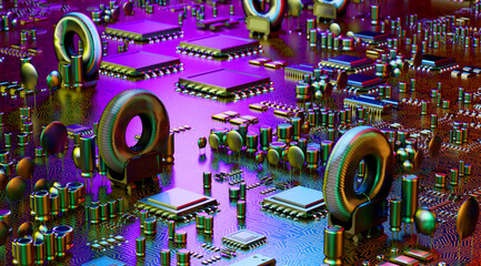Fototapeta premium Printed Circuit Board Background. Technology Concept. 3D illustration
