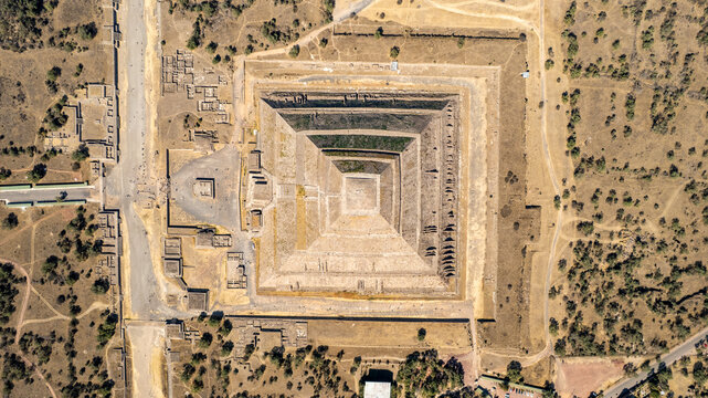 Aerial View of the Pyramid of the Sun and Avenue of the Dead, Teotihuac&aacute;n, Mexico
