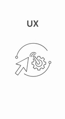 Fototapeta premium UX Design Process: Cursor Interacting with Gear Icon for User Experience.