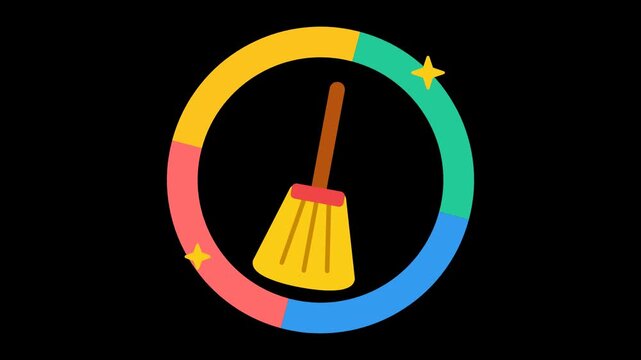Classic Broom Rotating Ring Icon Abstract Object Animation