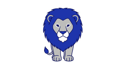 Blue and gray lion mascot standing front view © jord