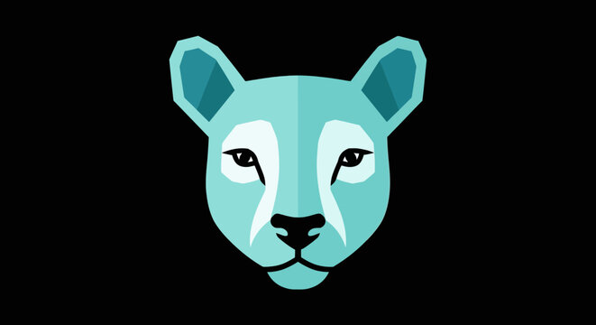 Minimalist puma head icon in teal blue tones