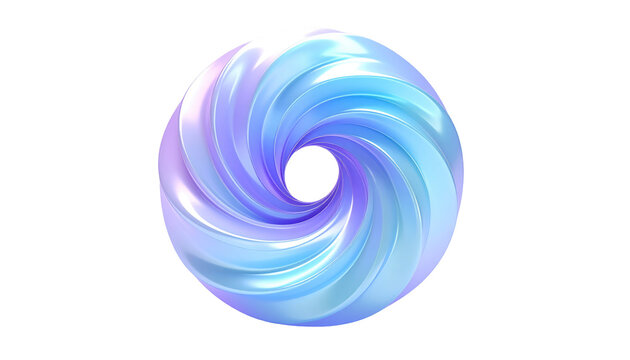 A mesmerizing, abstract doughnut-shaped visual. It features a gradient of pastel colors, with swirling ribbon-like forms radiating inwards toward a dark, central void