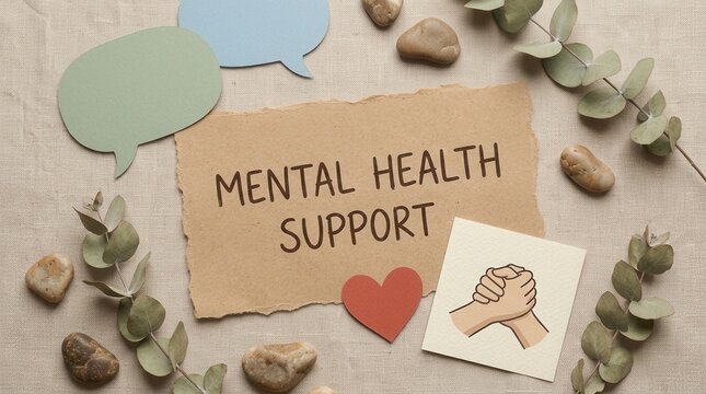 Mental health support concept featuring compassionate communication and community care.