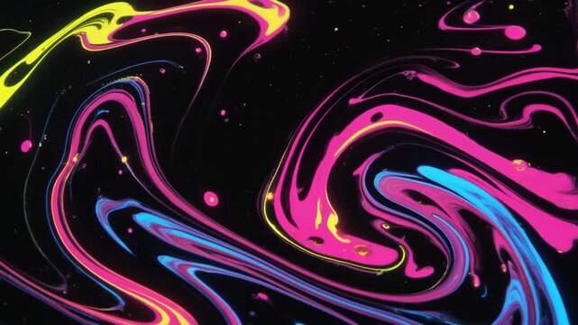 Luminescent Neon Suminagashi Marbling Abstract Fluid Background