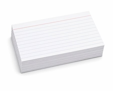 Index cards lined business rule red line classic basic copy space paper education nobody everyday useful modern white flash cards stack memorize simple accessory speech cards object blue lines