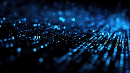 Fototapeta premium Abstract, futuristic image with numerous blue light points, creating a sense of data flow and high-tech connectivity