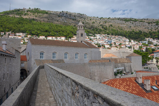 The historic city walls of Dubrovnik, Croatia, on a sunny day