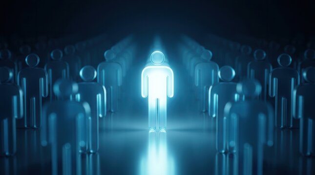 A glowing figure represents the early adopter segment in a crowd of people.
