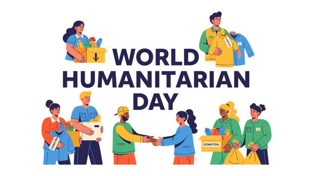 World Humanitarian Day Celebration: Diverse individuals united in compassion, actively participating in humanitarian efforts to support those in need.