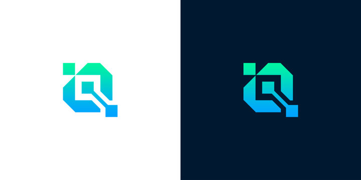 Sleek abstract technology logo in a vibrant gradient, embodying digital connections, innovation, and futuristic data networks for modern branding solutions