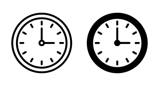 Clock Icons: Timekeeping Symbols, Analog Watch Faces, Minimalist Time Graphics