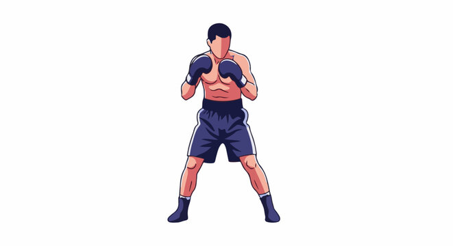 Athletic boxer in fighting stance